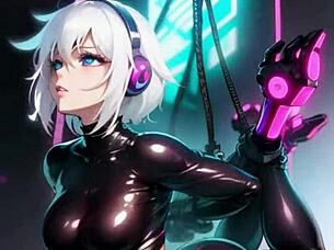 Cyberpunk anime girls in latex outfits compilation for January