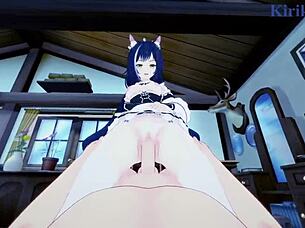 karyl and arisa have intense sex in princess connect hentai.