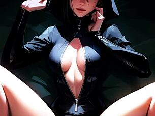 Cyberpunk anime girls in latex outfits compilation for January