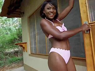 Africangf - Beautiful Black Babe Fucked Outdoors in Safari Road Trip.