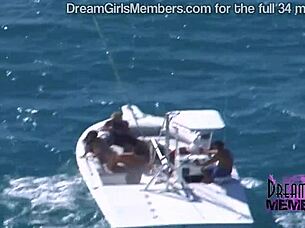 Three Hot Spring Breakers Go Naked Parasailing Outdoors