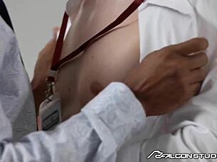 Hot CEO gets fucked by employee in office.