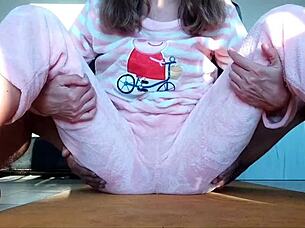 Teasing wet pussy at home