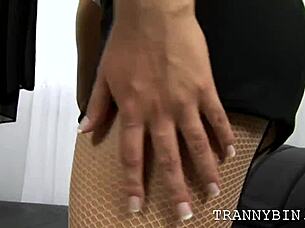 Blonde Tranny Rips Her Stockings 😏