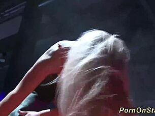 hot babe does striptease on stage