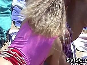 Lesbian and teen 18+ kissing on french beach outdoors 😘