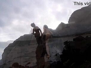 Taking a bold walk with them in outdoor public settings showing small and big natural tits.