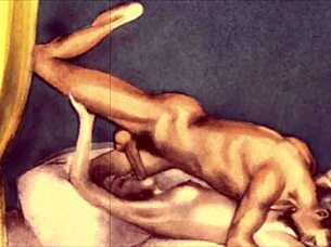 Retro vintage drawings of antique cartoons and anime