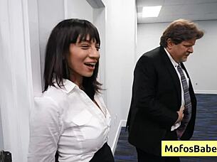 horny busty secretary sasha pearl fucked on desk by parker 😈