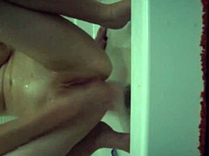 Hot big tits girlfriend masturbates in the shower with a shampoo bottle 😍