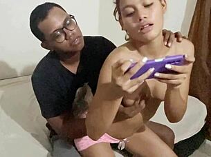 my stepbrother teaches cell phone use while inserting his huge cock. 😈