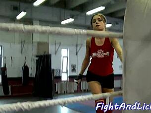 Muscular Dyke Gets Pussy Licked After Intense Wrestling Match.