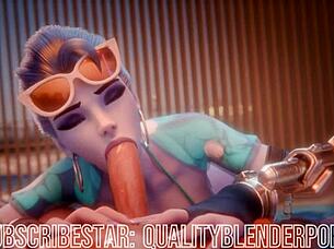 Widow deepthroats on the beach! 😍