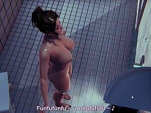 she says, 'look at my big tits in the shower'