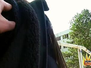 i watch nerdy slut lullu gun suck big cocks in interracial threesome outdoors