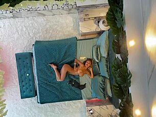 monika fox posing naked on the bed with pierced nipples 😍