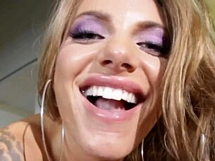 Juelz Ventura in deepthroat blowjob scene.