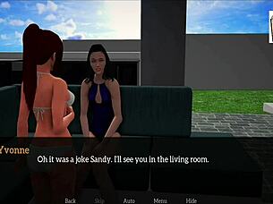 blonde teen with small tits in cartoon game family