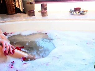 blonde cutie gets pussy eaten and fucked in bathtub