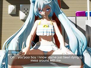 Miku Teases Wet Masturbation in Pool Photoshoot