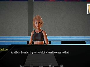 blonde teen with small tits in cartoon game family