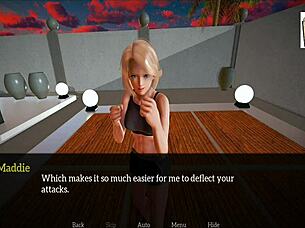 blonde teen with small tits in cartoon game family