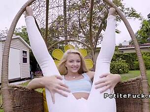 small tittied blonde teen bangs monster cock hard!