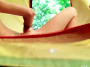 saw solo masturbation girl while camping in anime hentai style