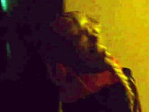 Christina teen in glasses has fun with persimmon