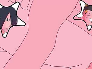 in this anime hentai, naruto and sasuke explore their gay desires in a passionate encounter