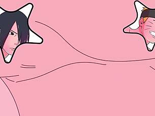 in this anime hentai, naruto and sasuke explore their gay desires in a passionate encounter