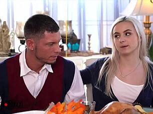 Russian milf casca and sexy aria banks stuffed on thanksgiving