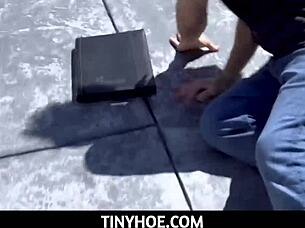 young petite teen squirts orgasm for neighbor 😘