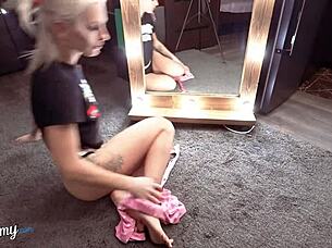 Hot blonde's solo session with toys leads to intense orgasm