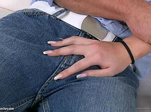 Tiny Blonde Babe Enjoys Older Man's Big Cock