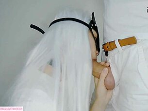 Petite cutie interacts with big cock close up