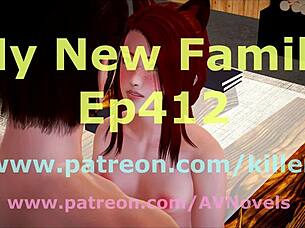 in my new family cartoon, the milf brunette gets fucked with her big tits bouncing