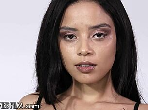 slutty maya bijou in lingerie strips to get dicked down by her husbands huge cock