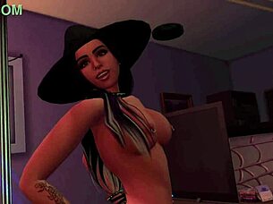 jozie dark teases in halloween costume from sims 4