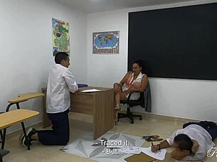 Threesome at University with Teacher Roxana Caputo in Wild Group Action - DaniClarkOficial