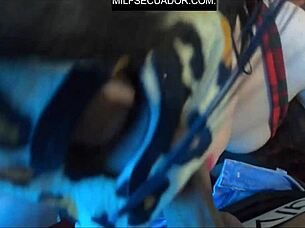 zamira culona with her first costume and aleja in ecuador shirt watching the game