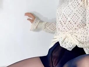 Asian Babe Tidies Up Before Work.