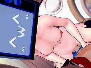 tv woman enjoys riding and masturbation in anime 3d uncensored with cowgirl and bent over