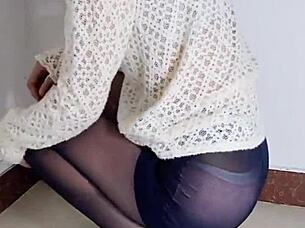 Asian Babe Tidies Up Before Work.