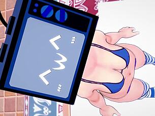 tv woman enjoys riding and masturbation in anime 3d uncensored with cowgirl and bent over