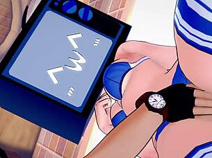 tv woman enjoys riding and masturbation in anime 3d uncensored with cowgirl and bent over