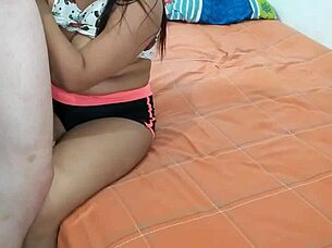 sexy colombian brunette with big tits sucking my monster cock in new york