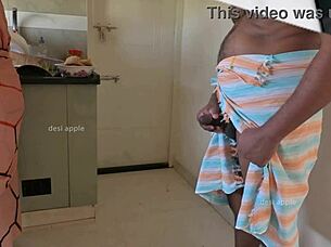 Tamil house owner jerking his dick in front of maid Sasikala in the kitchen 😉