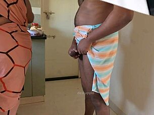 Tamil house owner jerking his dick in front of maid Sasikala in the kitchen 😉
