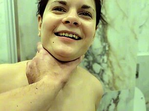 Teen swallows rough blowjob in amateur video